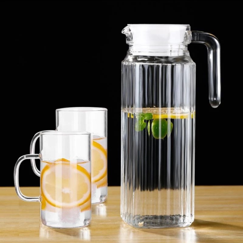 🇲🇾1.1/ 1.8L Transparent Glass Water Jug with Lid Large Capacity Hot or ...