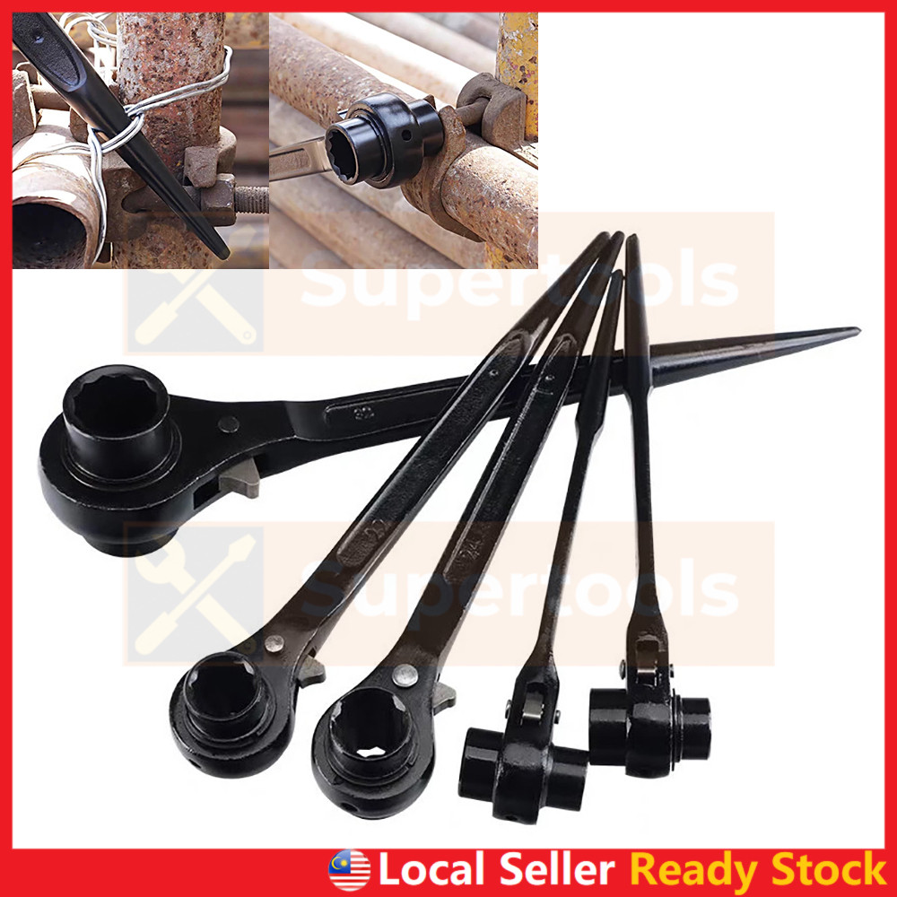 Double Head Scaffolding Ratchet Wrench 12 Point Nut Bolt Spannar ...