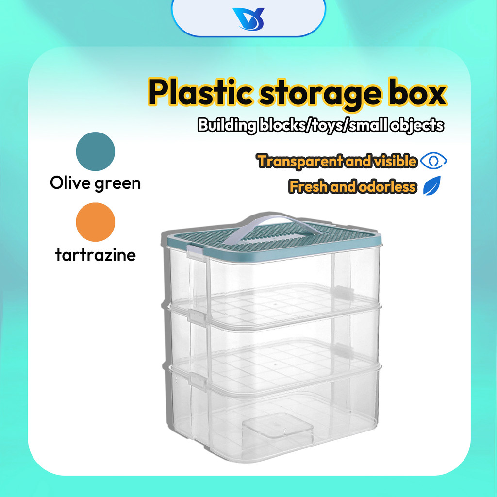 [C.O.D.] Brick Compartment Storage Box Transparent Layered Storage Box ...