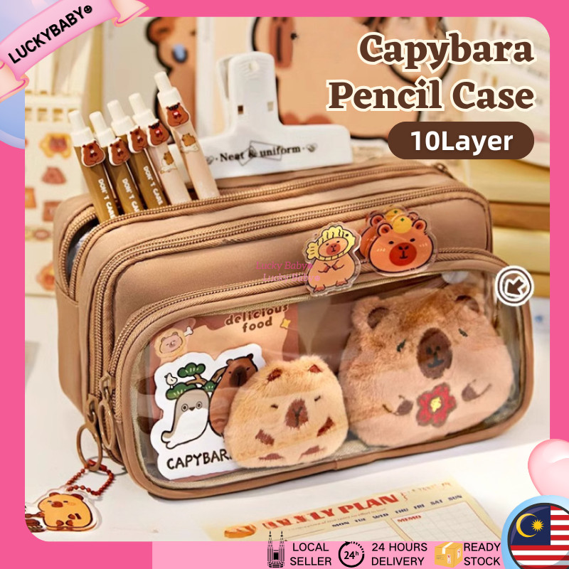 KBIBCK Capybara Federmäppchen Set - Mit Stiften & Zubehör In Kaffeefarbe