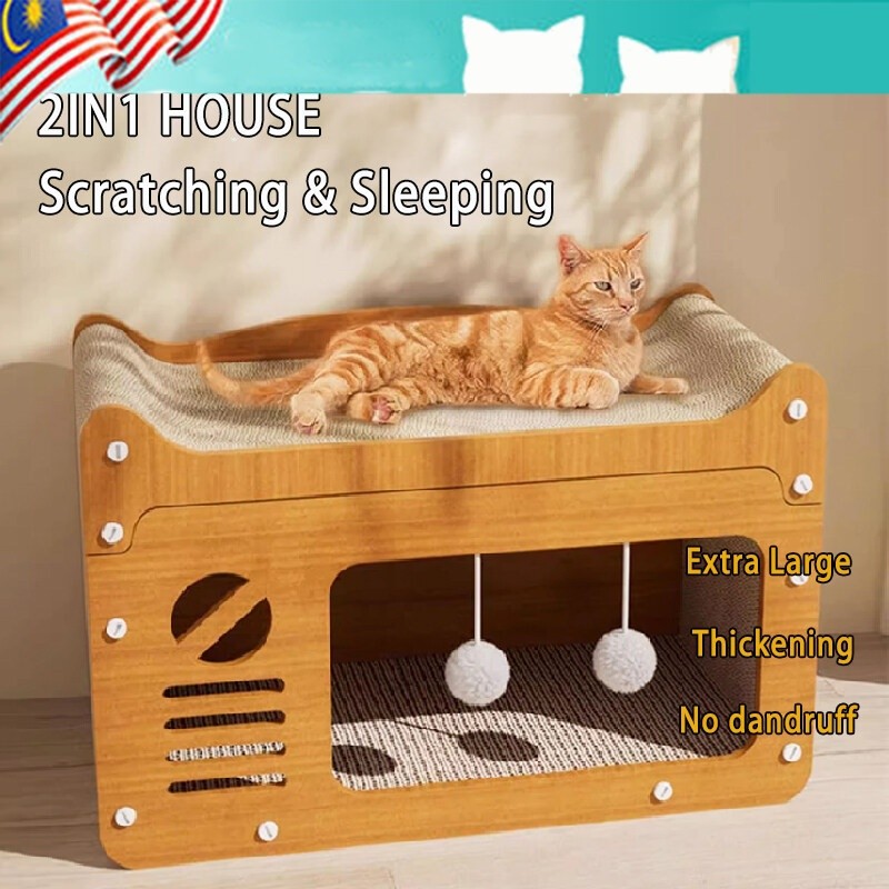 2 in 1 cat scratcher house wood cat box extra large cat bed cat claws