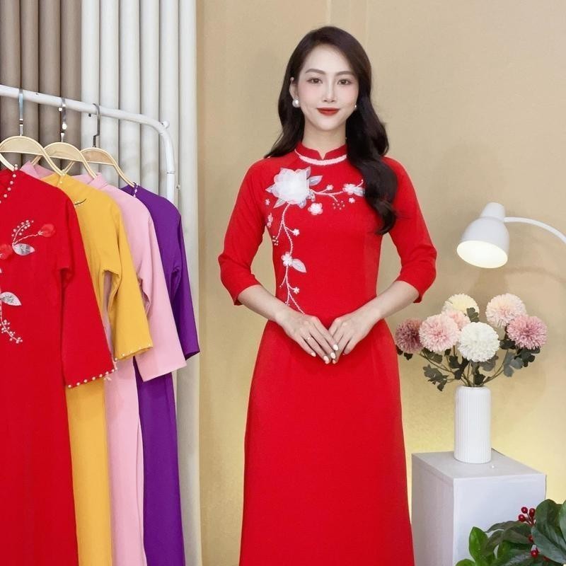 Lightning Luxury Innovative Ao Dai Ao Dai Red American Silk Ao Dai With ...