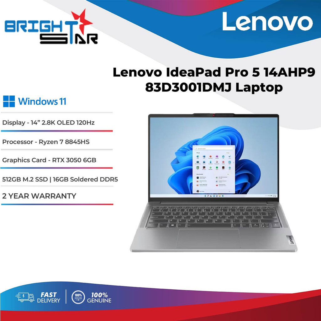 LENOVO IDEAPAD PRO 5 14AHP 83D3001DMJ Laptop (14" 2.8K OLED/120Hz/R78845HS/RTX 3050 6GB/512GB