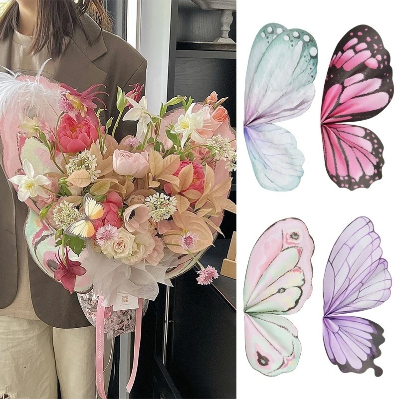 Butterfly Flower DIY Wrapping Paper Waterproof Bouquet Packing Paper ...