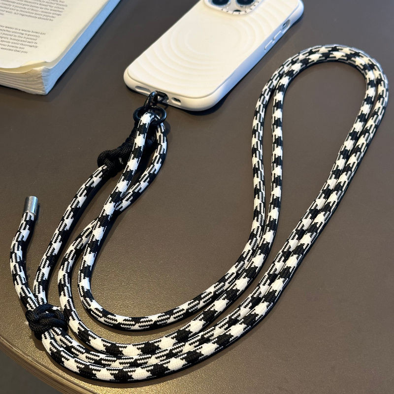 Kwy Store & All-match Simple Black White Rope Phone Case Lanyard 