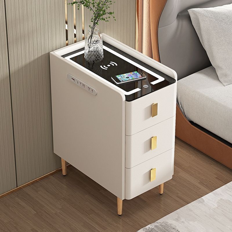 ST& Solid Wood Smart Bedside Table Small Simple Modern High-Grade Light ...