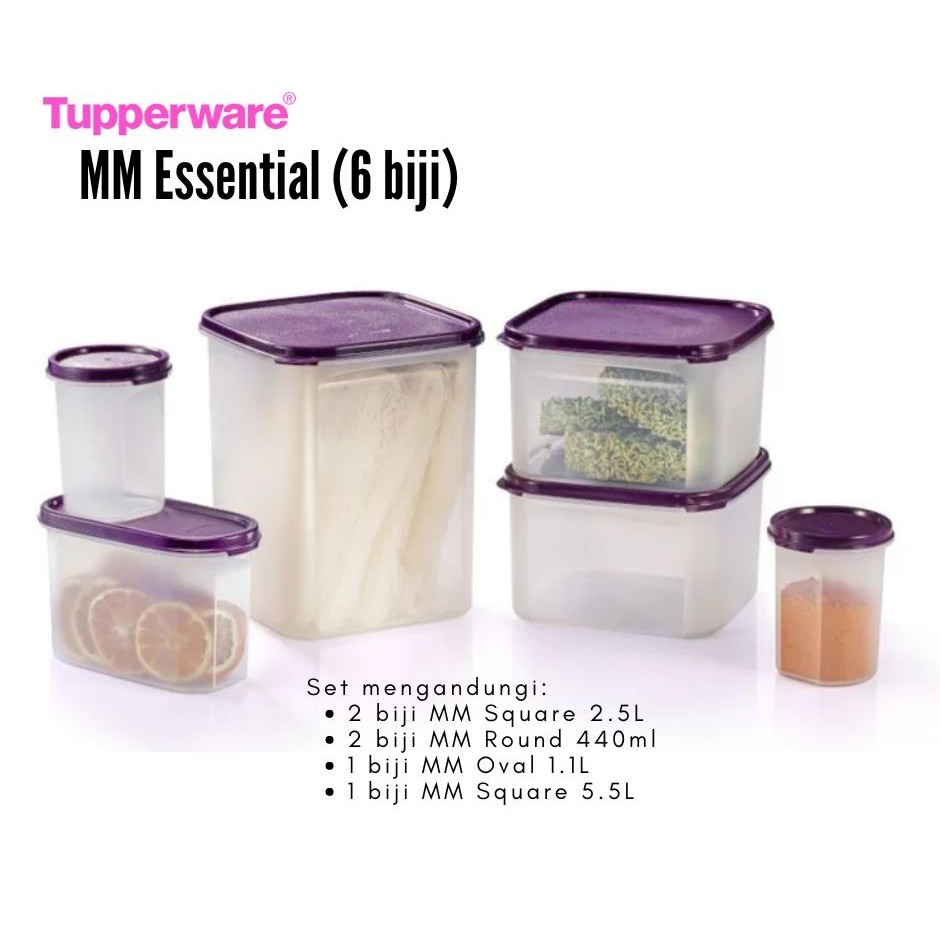 Tupperware MM Modular Mates Essential Set Airtight Food Container Bekas ...