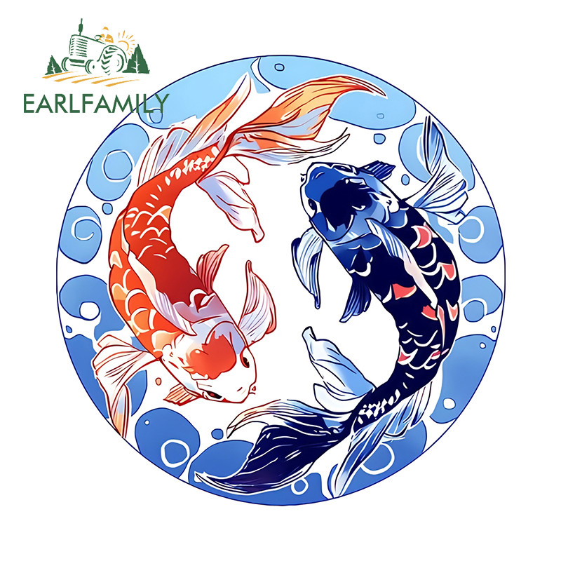 EARLFAMILY Bagua array style red blue koi Car Stickers interesting ...