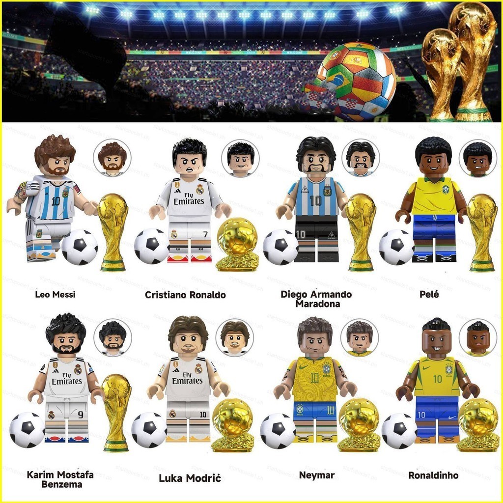 BX 8pcs FIFA World Cup Minifigure Messi Neymar Ronaldo Maradona Pele ...