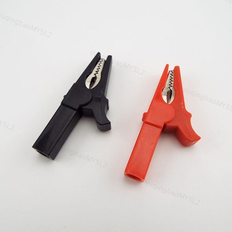 10Pcs 2mm Insulated Mini Test Alligator Clip With 2mm Female Banana Jack Red Black Insulated Safety Multimeter Test Leads Alligator Clips Plug Connectors