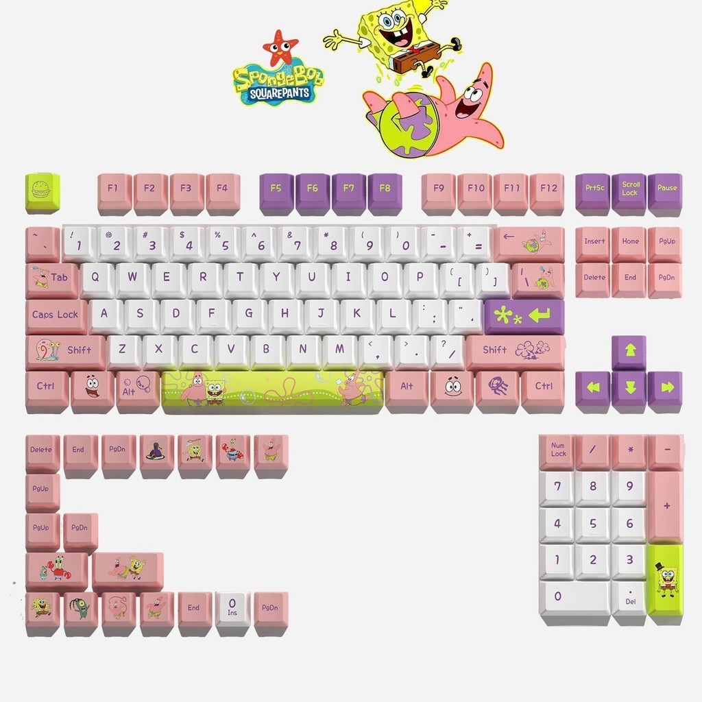 Spongebob Squarepants Theme Keycaps PBT, Cherry Profile, Anime style ...