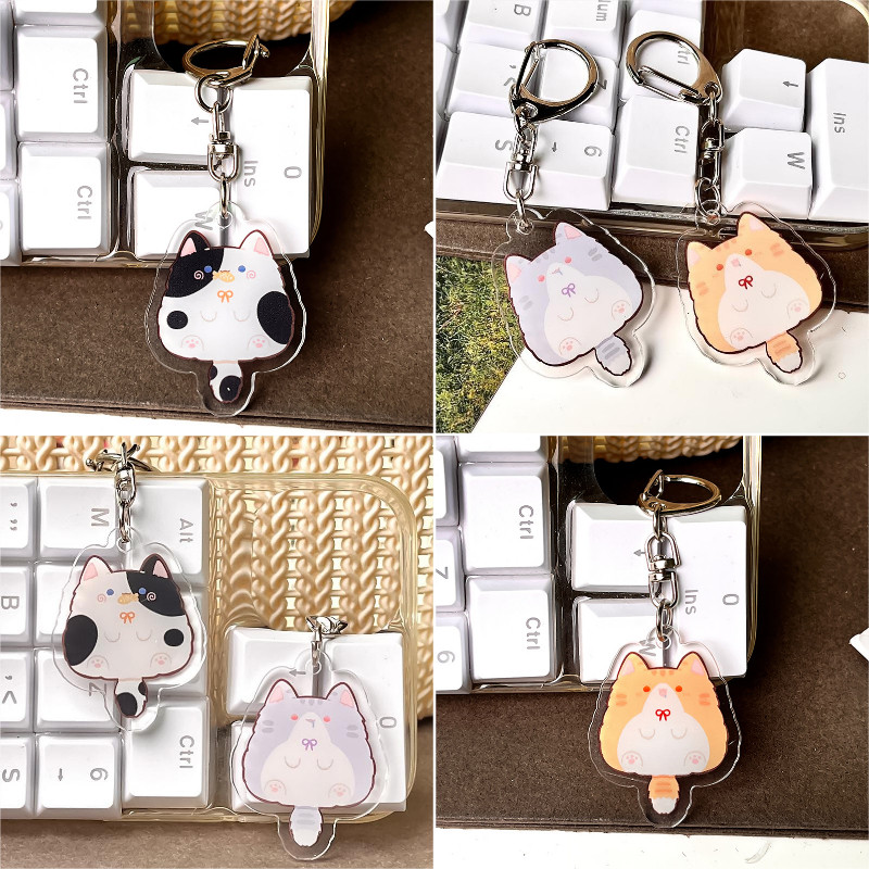 Cute Kitty Keyring Cartoon Lying on The Kitten Keychain Black Cat Key ...