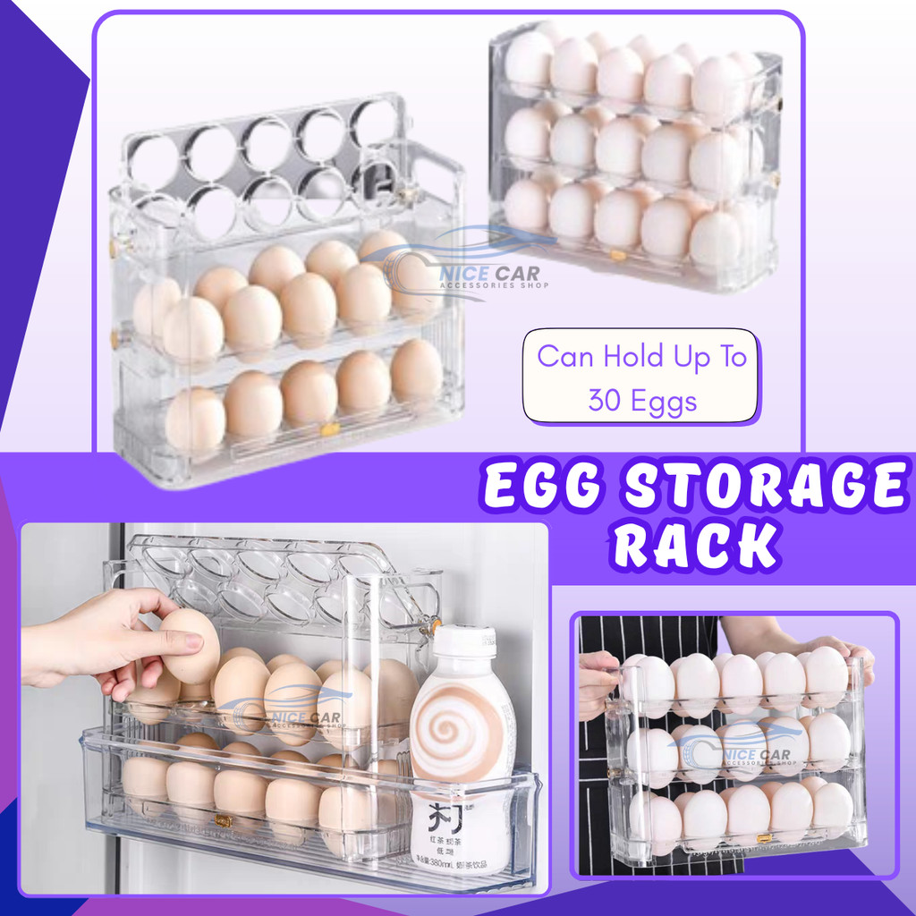 30 Grid Three Layer Egg Storage Container Stackable Refrigerator Egg ...