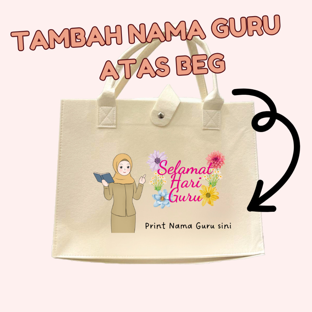Tambah Nama Selamat Hari Guru Happy Teacher S Day Teacher Bag Hadiah