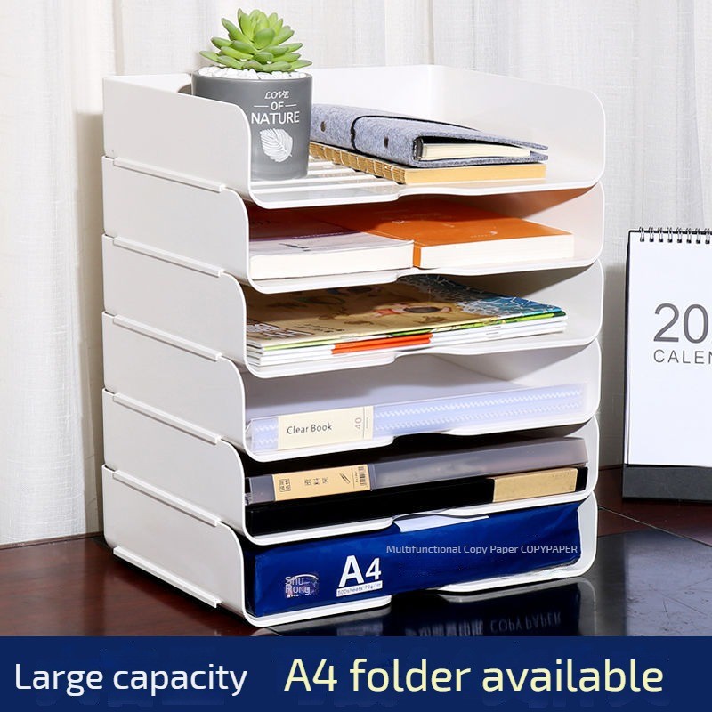 Desktop Storage Rack Office Stackable A4 Paper Book File Organizing ...