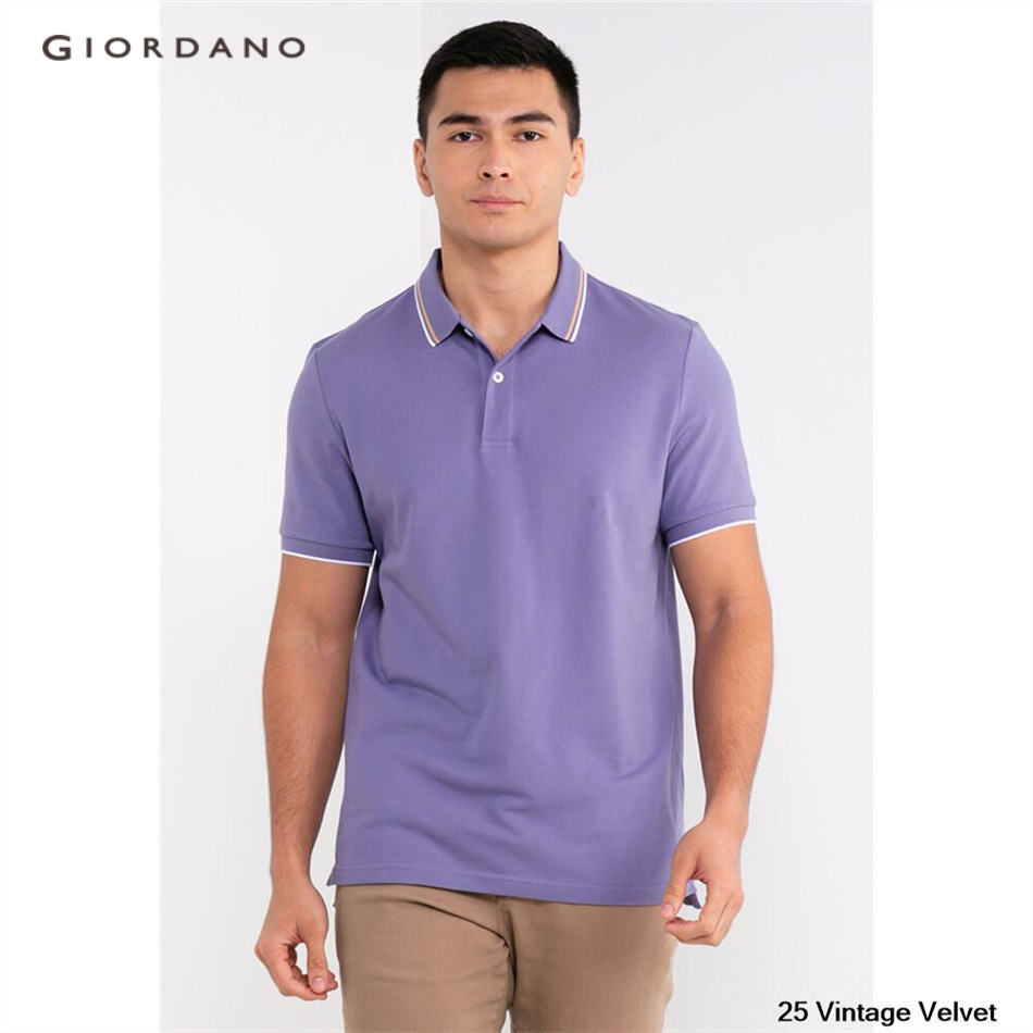 GIORDANO MEN Solid Cotton Lycra Short Sleeve Tapered Polo 2 01012018 ...