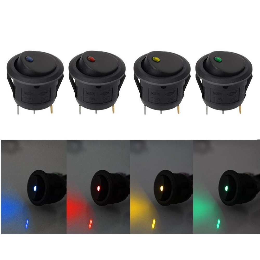 Dot LED Switch 3 Pin AC 240V / DC 12V Electrical Toggle Round Switch On ...