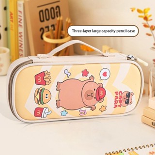 FACC-H Pencil Cases, Large Capacity Canvas Capybara Pencil Bag, Three ...