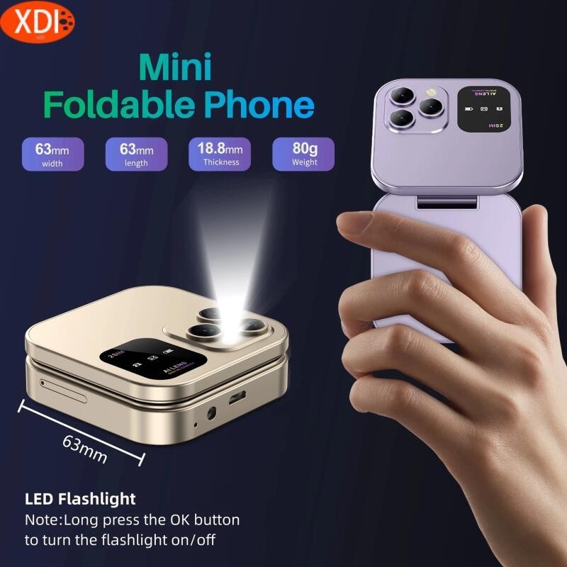 thumbnail image 2 of Mini Flip Phone, Unlocked 2G GSM Flip Phone, Mini Bluetooth Mobile Phone For Seniors, Students (Black 2 of 14