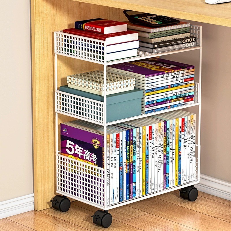Bookshelf and Storage Shelf Household Floor-Standing Trolley Movable ...
