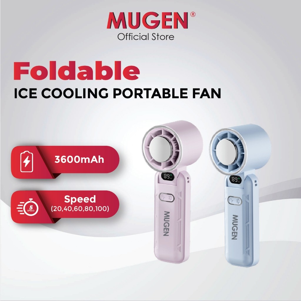 MUGEN Handheld Rechargeable Mini Foldable Portable Fan With Digital ...