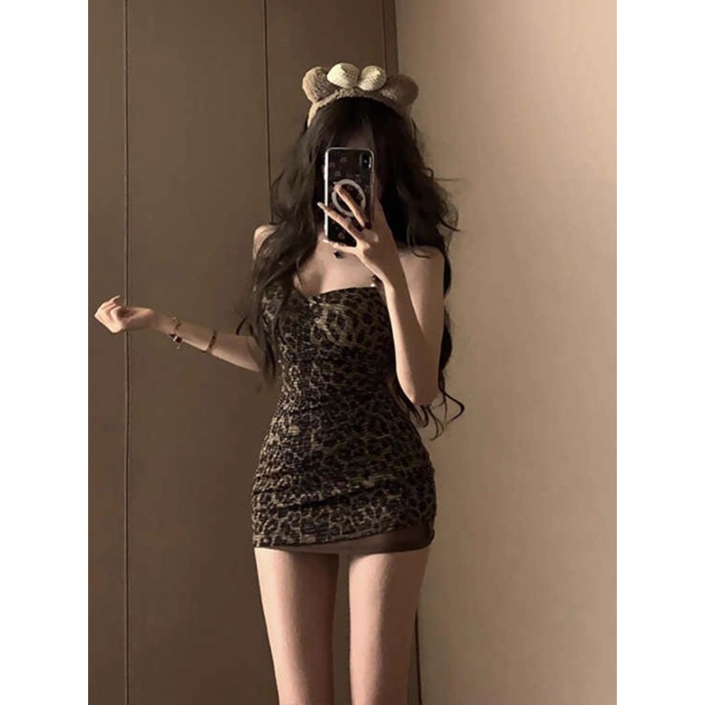 Elegant Sexy Sling Dress Slim Vest Leopard Print Sexy Dress Summer main image 0