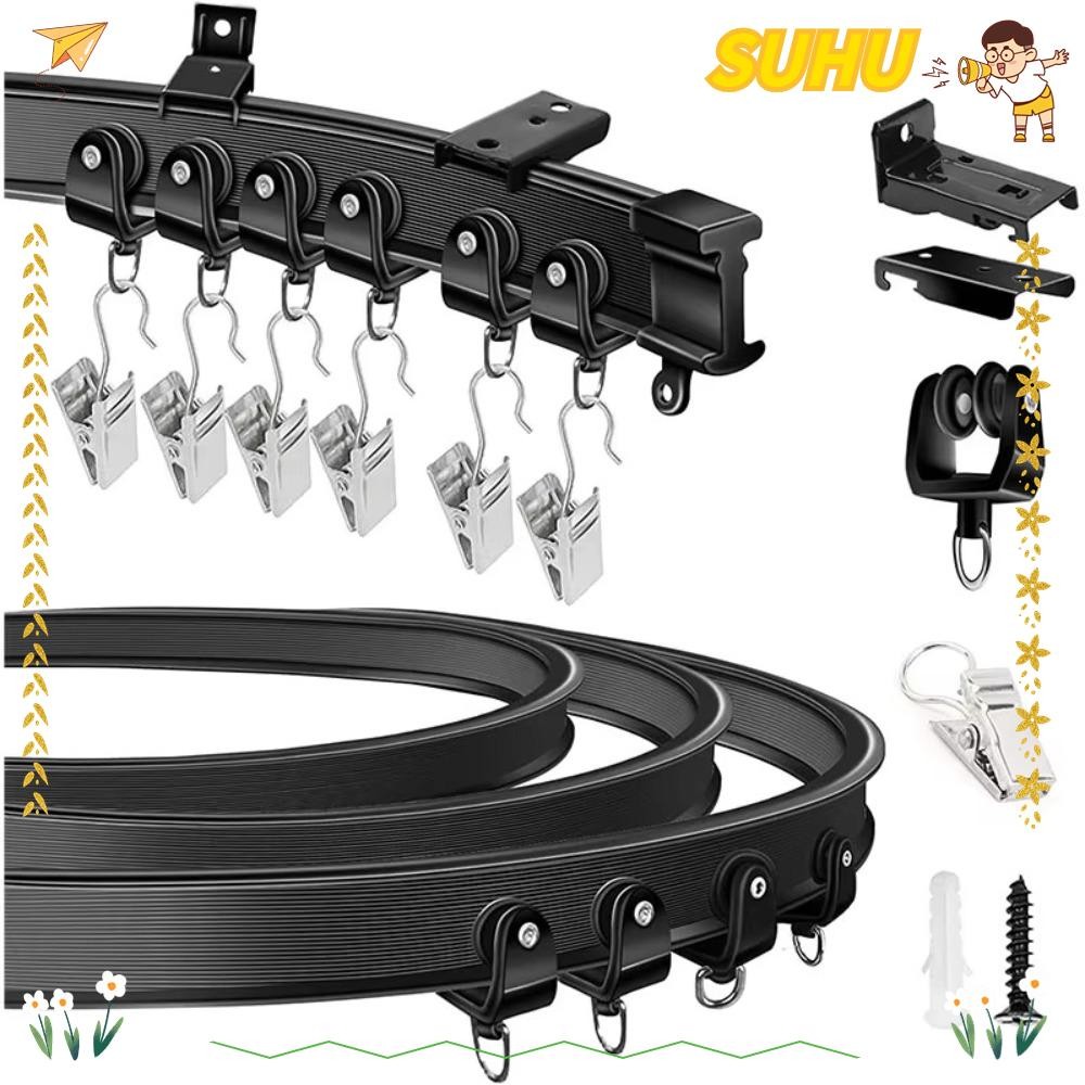 SUHU Curtain Track, 2/ Flexible Bendable Curtain Rail, Durable U-shaped ...