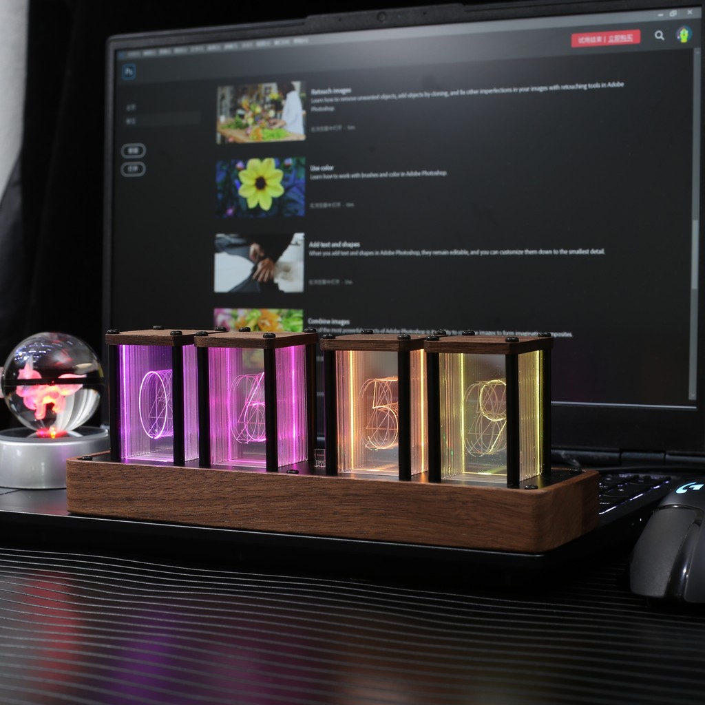 Retro Style Acrylic Table Clock with USB Power Supply, WiFi Connection ...