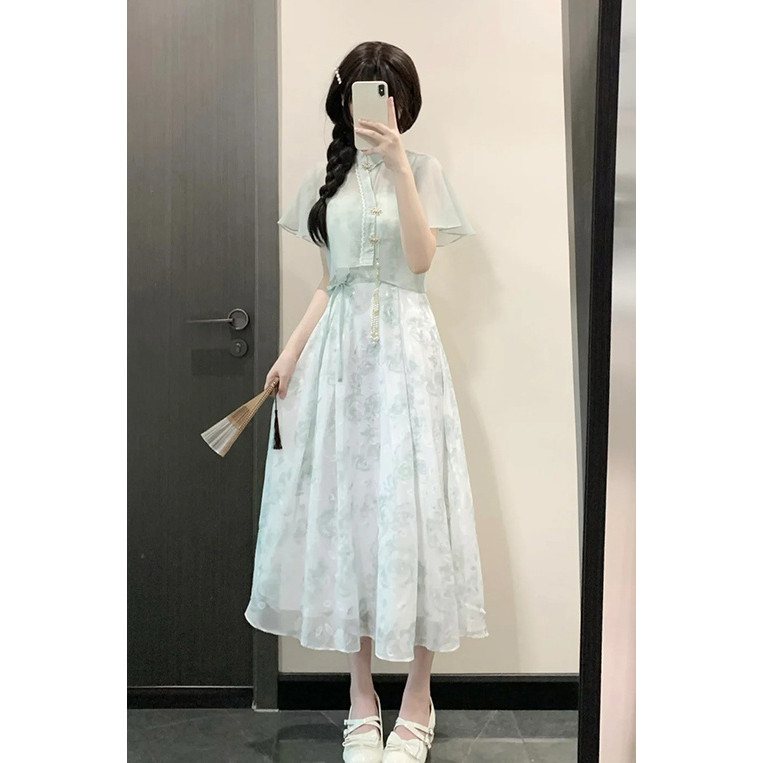 Chinese Style Elegant Pleated Linen Dress