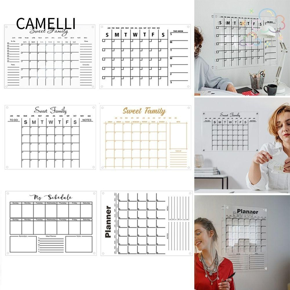 CAMELLI Monthly Calendar, Acrylic Reusable Whiteboard, Durable ...