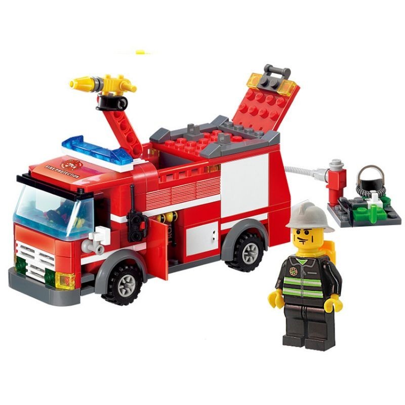 Fire Series 8054 Zhi Assembled Building Blocks Red Police Fire ...