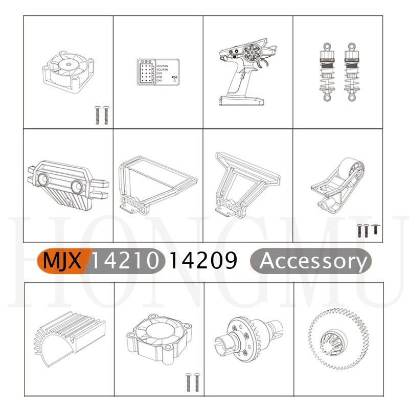Ruote MJX Hyper Go 14209/14210 Fuoristrada – Gomme Pre-incollate 4 Pezzi – Ricambio 14300D1