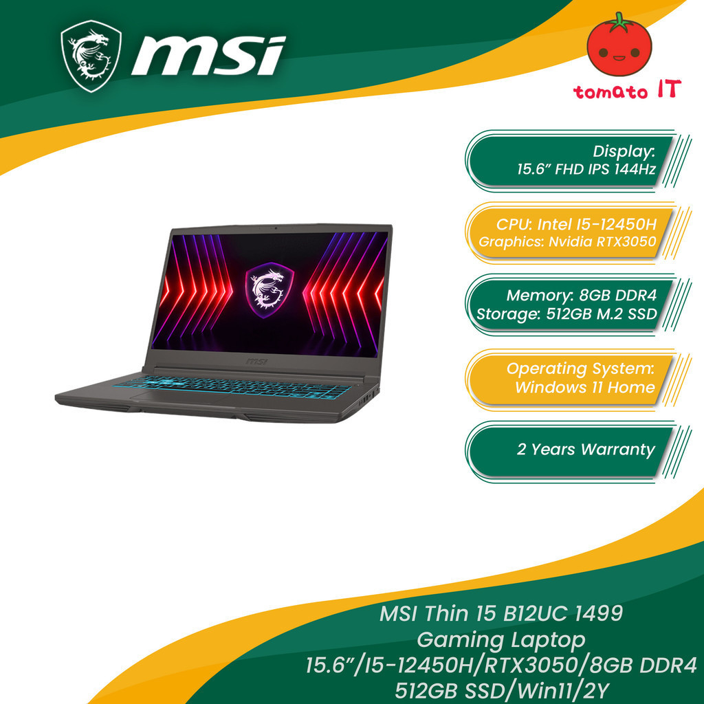 MSI Thin 15 B12UC 1499 Gaming Laptop 15.6" FHD IPS 144Hz/I512450H — free download