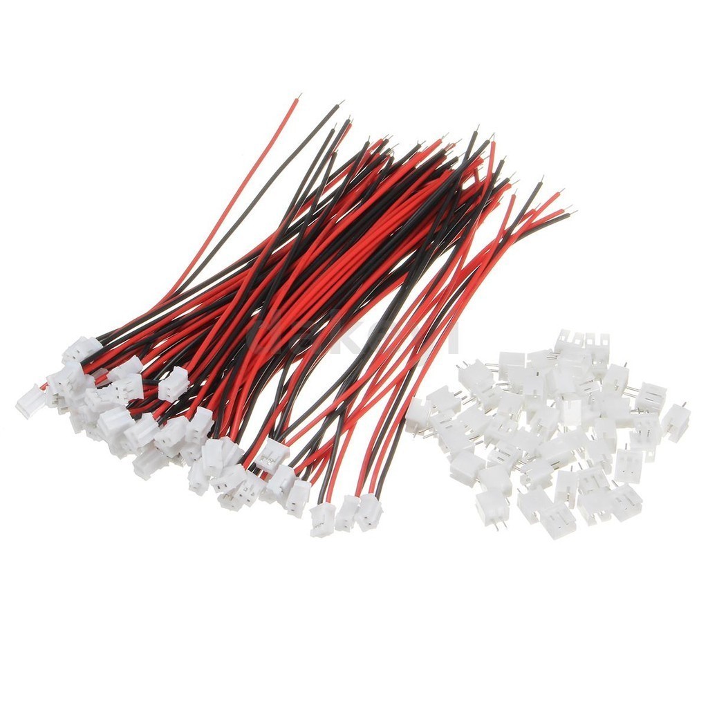 A7 Excellway® 100Pcs Mini Micro JST 2.0 PH 2Pin Connector Plug With ...