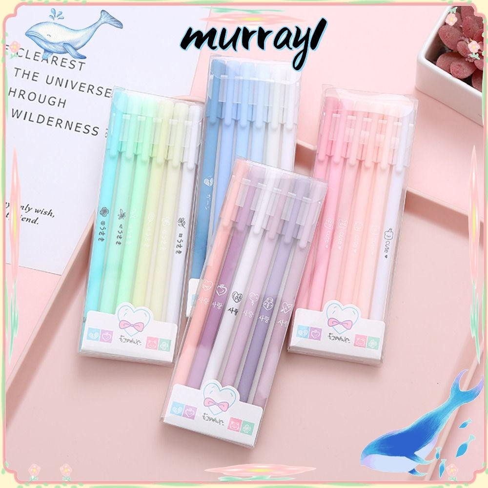 MURRAY1 6Pcs/set Gel Pens, Black 0.5mm Ballpoint Pen, Cute Simple ...