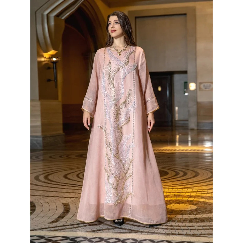 Eid Muslim Party Dress for Women Abaya Jalabiya Evening Long Dresses ...