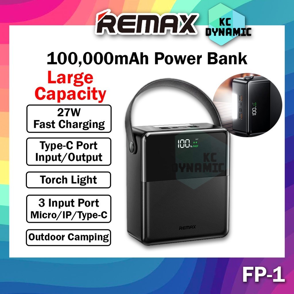 Remax FP-1 100000mAh Powerbank 27W Fast Charging Powerbank Camping ...