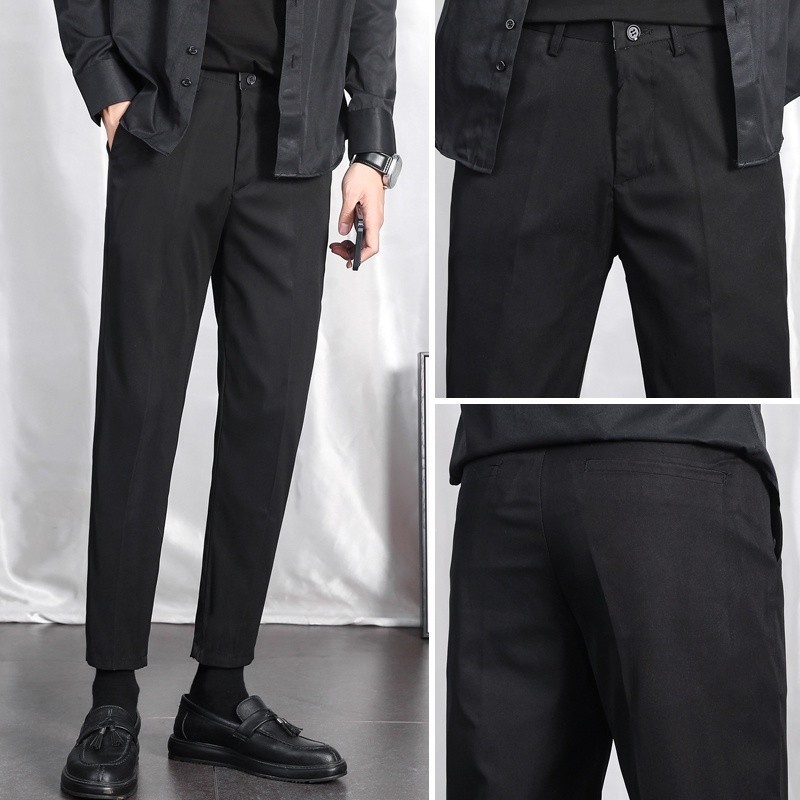 Summer 2025 Wrinkle-Resistant Black Suit Pants Mens Clothing Baggy ...