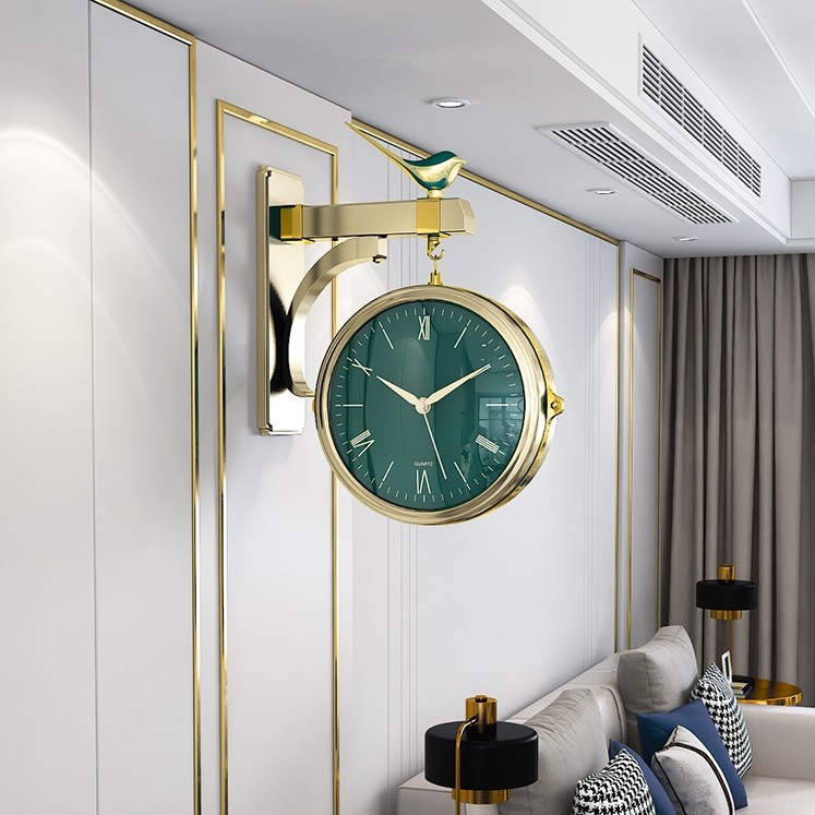 Double-sided Clock Wall Clock Jam Dua Sisi Jam Dinding Light Luxury ...