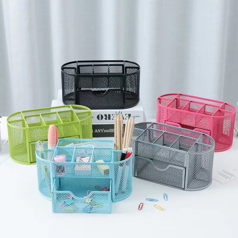 Metal rust proof iron mesh creative desktop storage box office student ...
