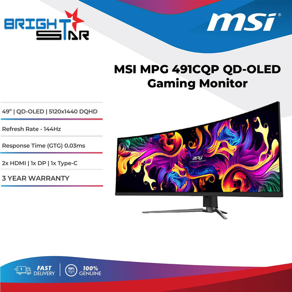 MSI MPG 491CQP QD-OLED 49" DQHD 144Hz Curved Gaming Monitor | Shopee ...