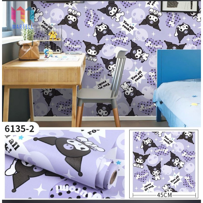 Kuromi motif Wall Sticker Size 45cm x9m Newest martell shopee Already ...