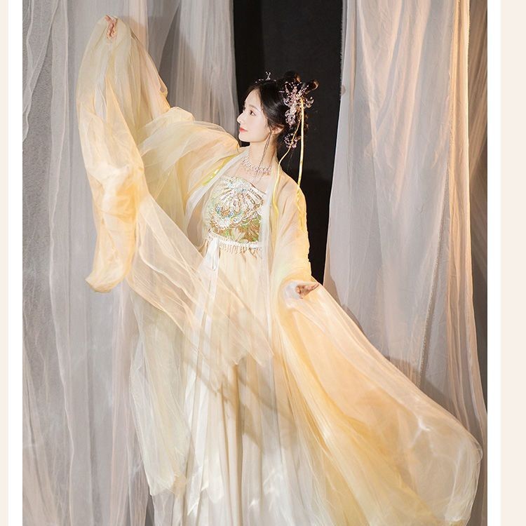 Han's Rhyme 2023 Adult Hanfu Women's Yellow Green Super Fairy Elegant ...