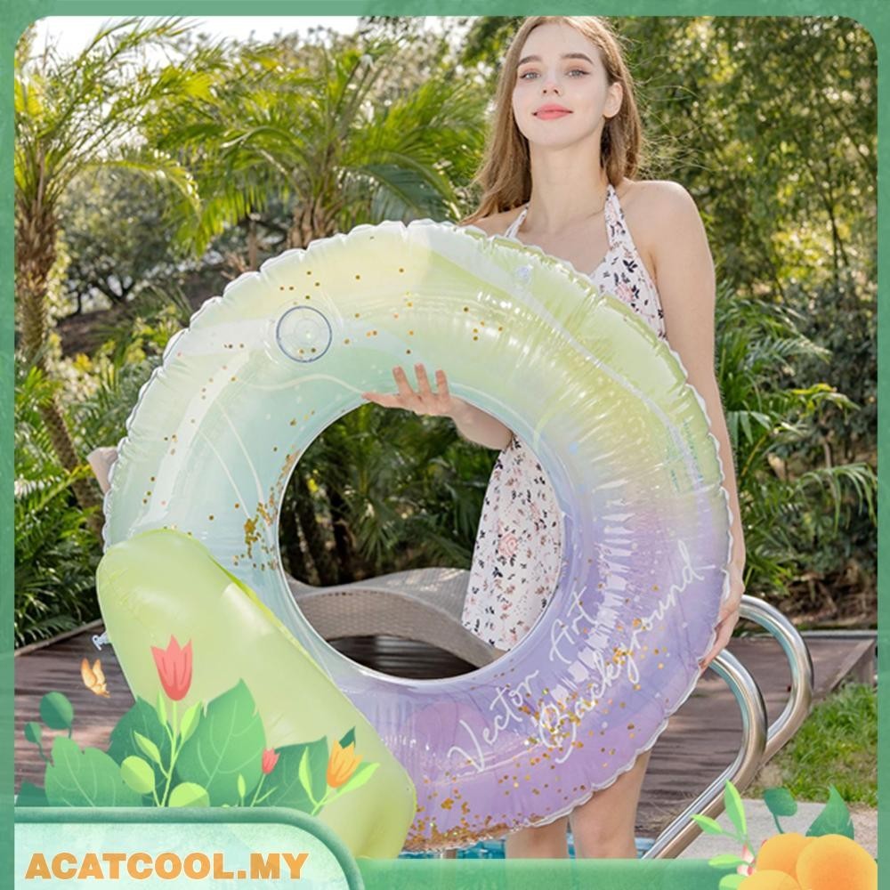 [Acatcool.my] 1/2 Person Inflatable Swim Ring PVC Pool Floats Rainbow ...