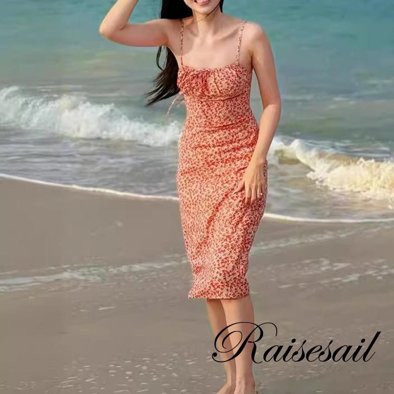 Rsa-Women Spaghetti Strap Sleeveless Dress Casual Summer Floral Print ...