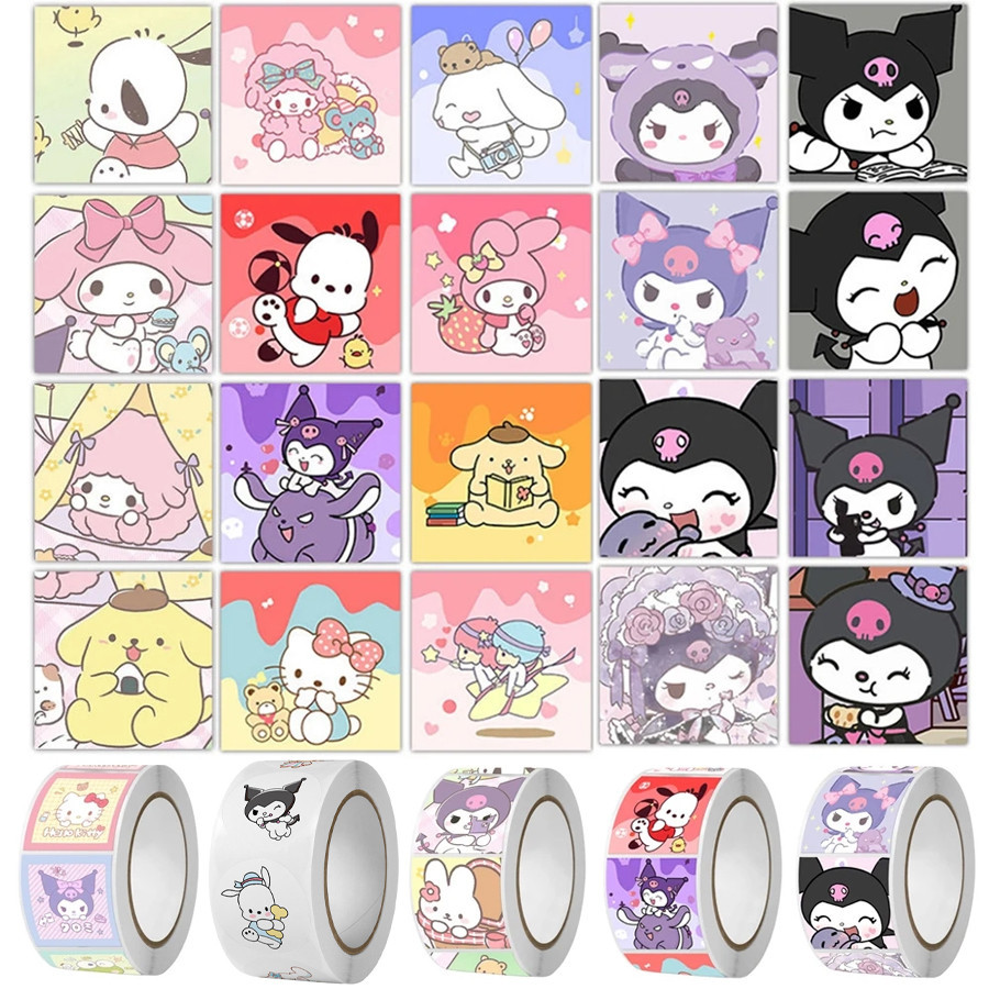 500Pcs/Roll Cute Sanrio Anime Stickers Rolls Cartoon Cinnamon Roll Dog ...