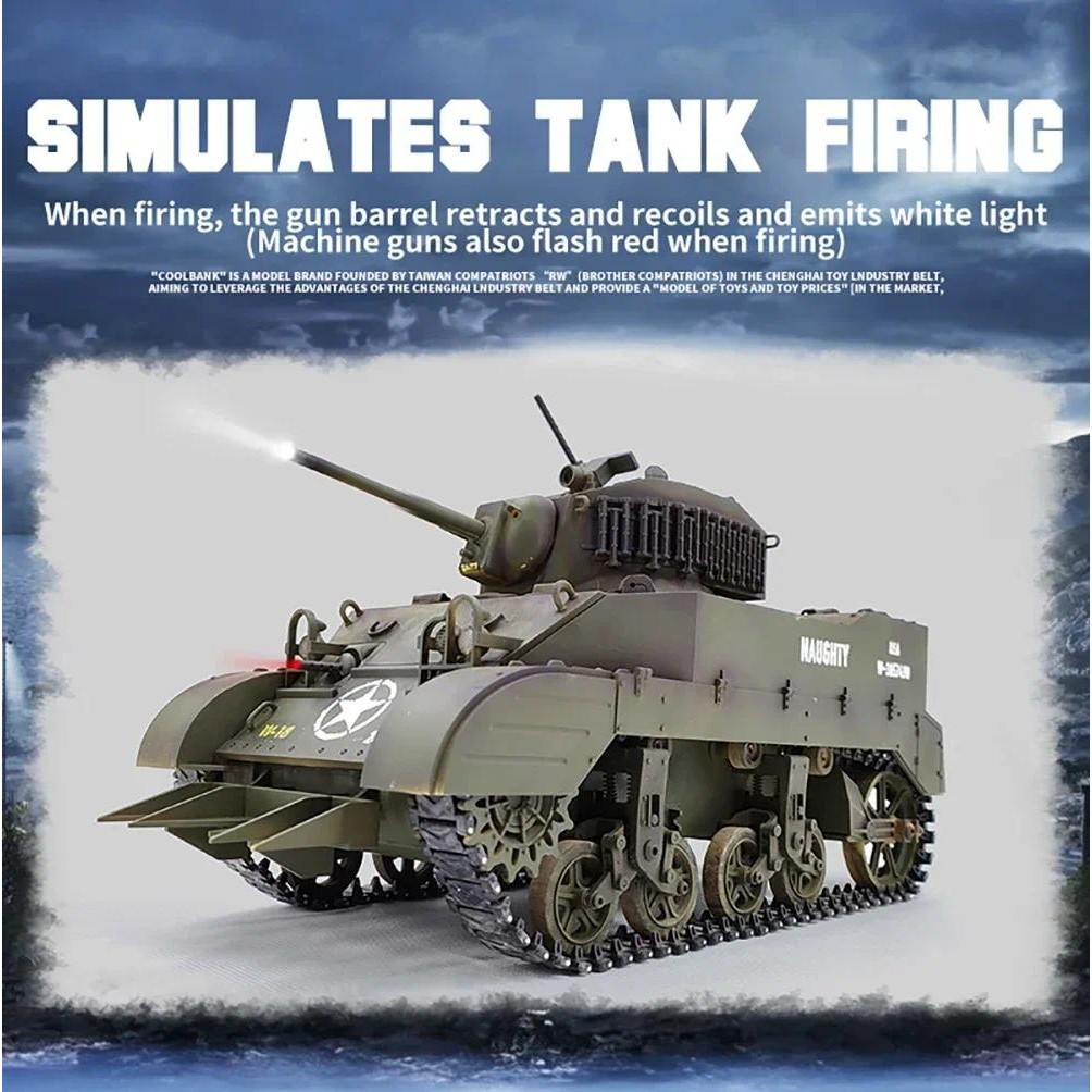 1/16 RC Tank U.S. M5A1 Stuart Light Tank Model 2.4G Military Vehicle ...