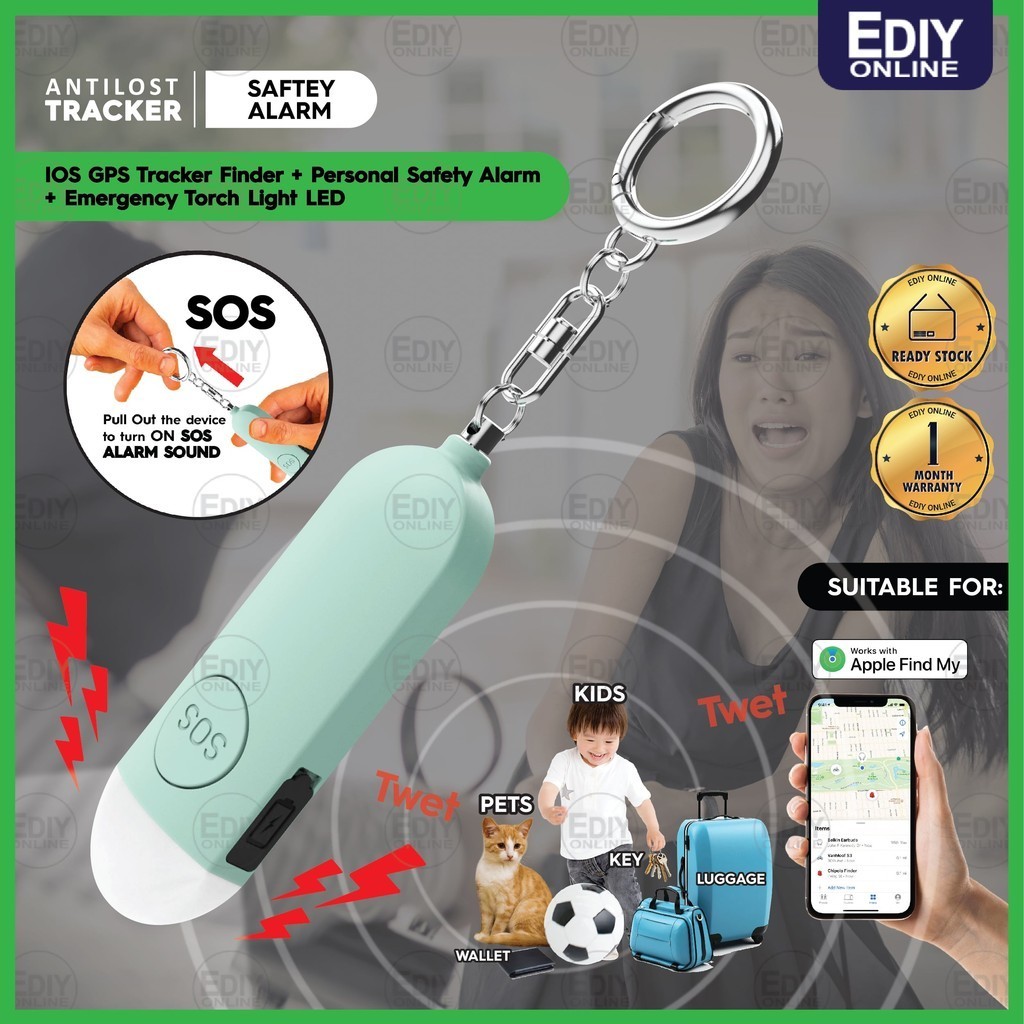 GPS Tracker + Personal Safety Alarm+ Emergency Torch Light Anti Lost ...