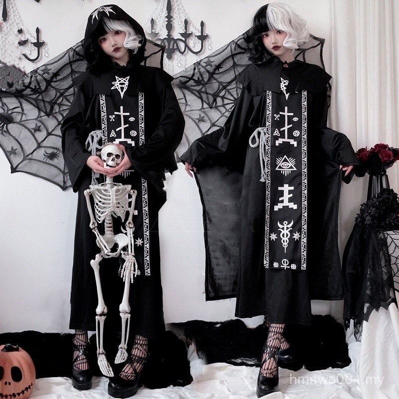 Halloween Costume Death God Cloak Wizard Clothes Robe Skeleton Costume ...