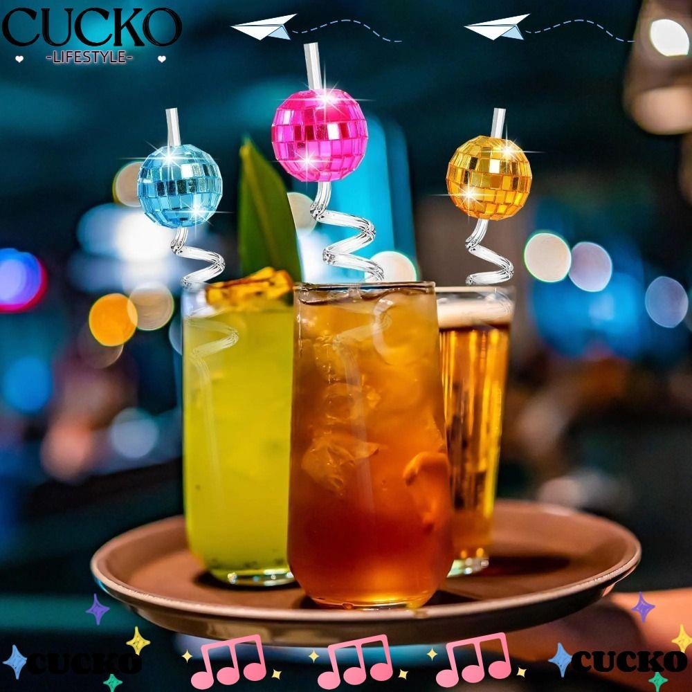 CUCKO Disco Mirror Ball Straw, Spiral Bend PVC Party Decoration Straws ...